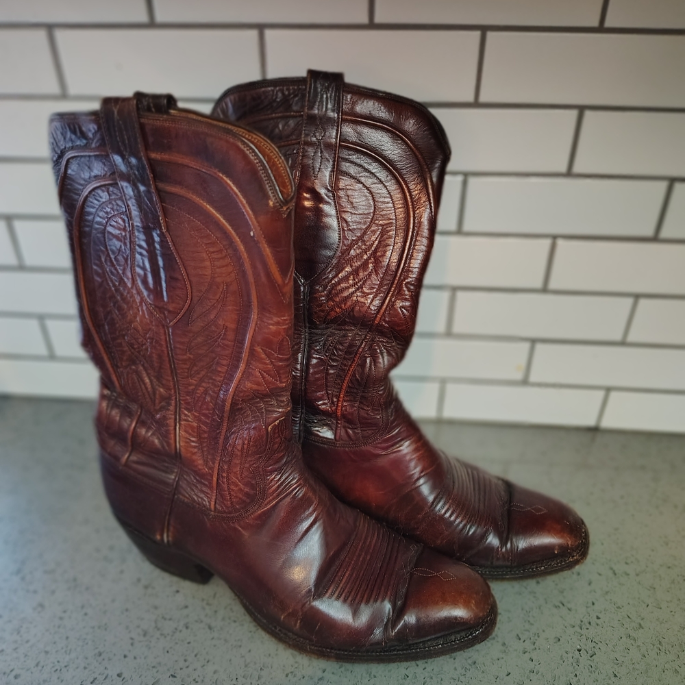 Classic Brown Leather Cowboy Boots